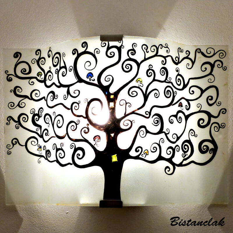 demi abat-jour mural blanc au motif de l 'arbre de vie