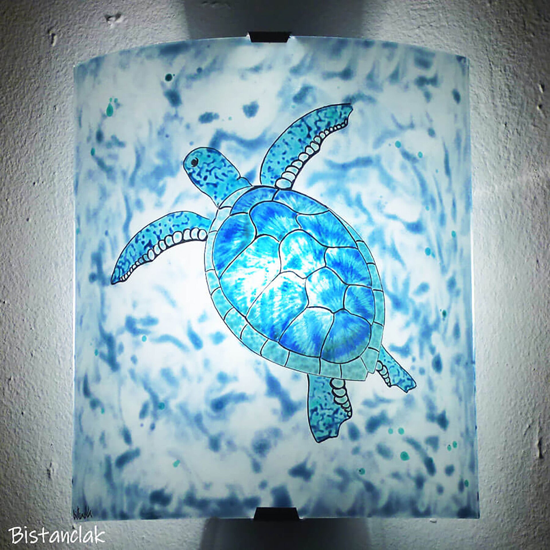 Applique murale décorative bleue à motif Tortue de mer