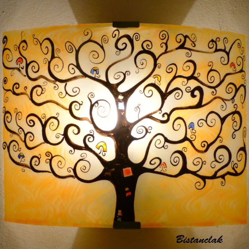 applique murale incurvée orange doux à motif arbre de vie