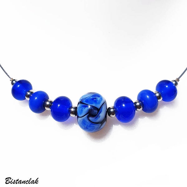 Collier Fleur en spirale bleu roi & lapis