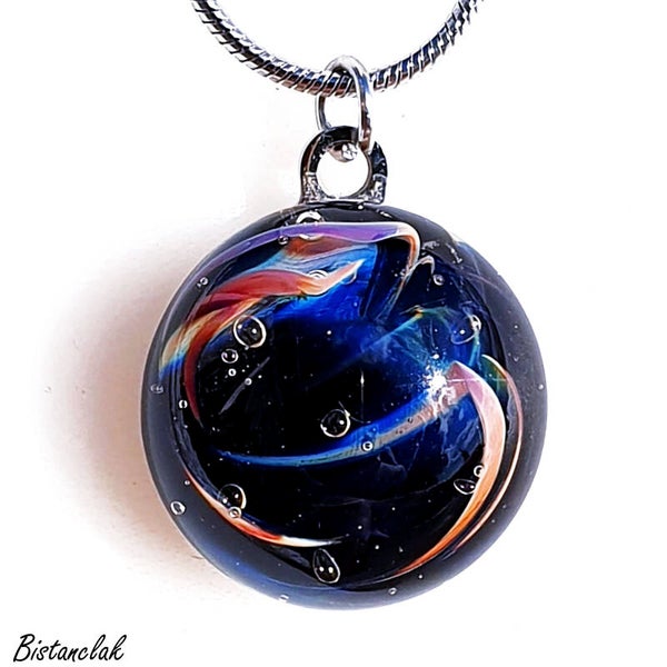Pendentif Cabochon noir et flammèche