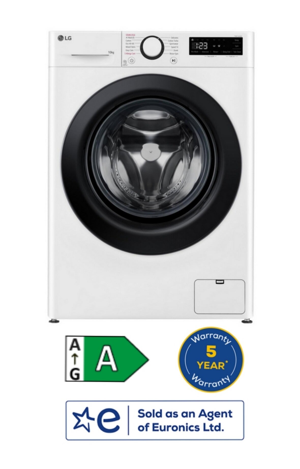 LG F4Y510WBLN1 10kg 1400 Spin Washing Machine - White LG F4Y510WBLN1 10kg 1400 Spin Washing Machine - White