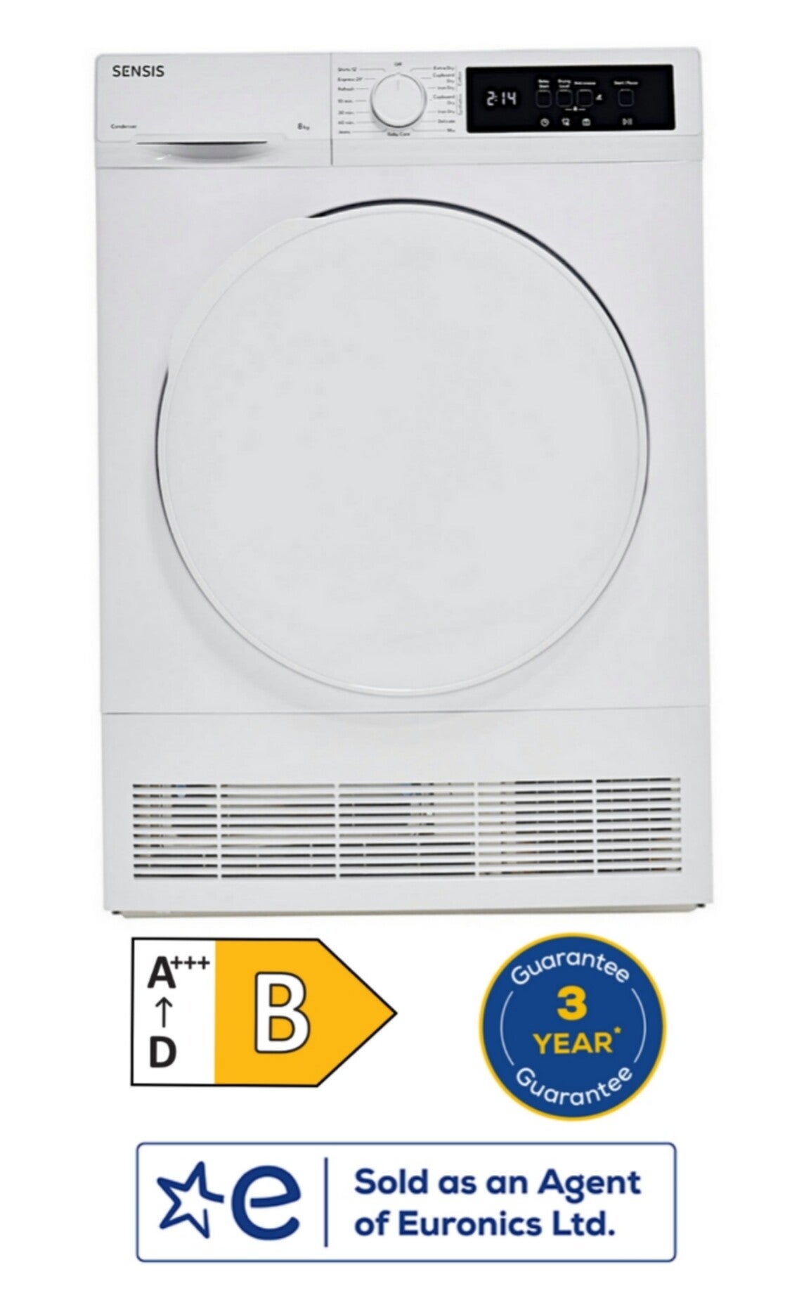 Sensis TDCF018BW 8kg Condenser Tumble Dryer - White