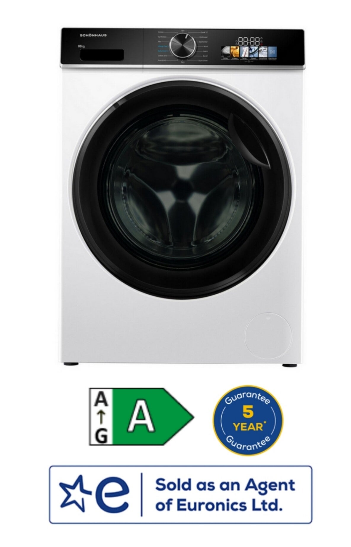 Schonhaus WMSF011014AW 10kg 1400 Spin Washing Machine - White