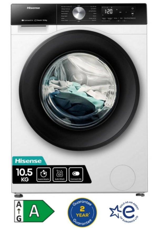 Hisense WF3S1043BW3 10.5kg 1400 Spin Washing Machine - White