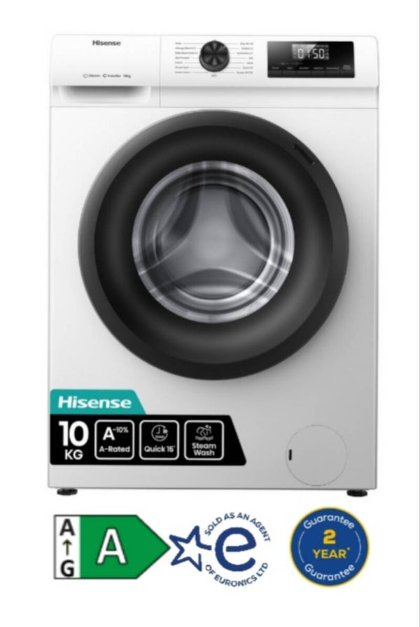 Hisense WF1Q1041BW 10kg 1400 Spin, Steam Washing Machine - White