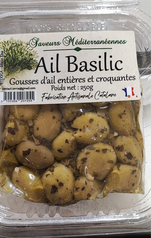 Olives ail basilic barquettte 250g