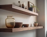 shelves fitted in coventry brow oak shelve on a cream painted wall the selves are free standing