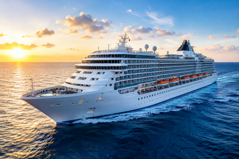 Modern cruise ship sailing at sea