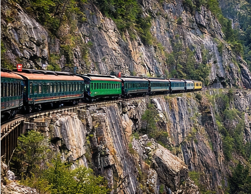 White Pass & Yukon Route Railway climbing above Skagway, Alaska