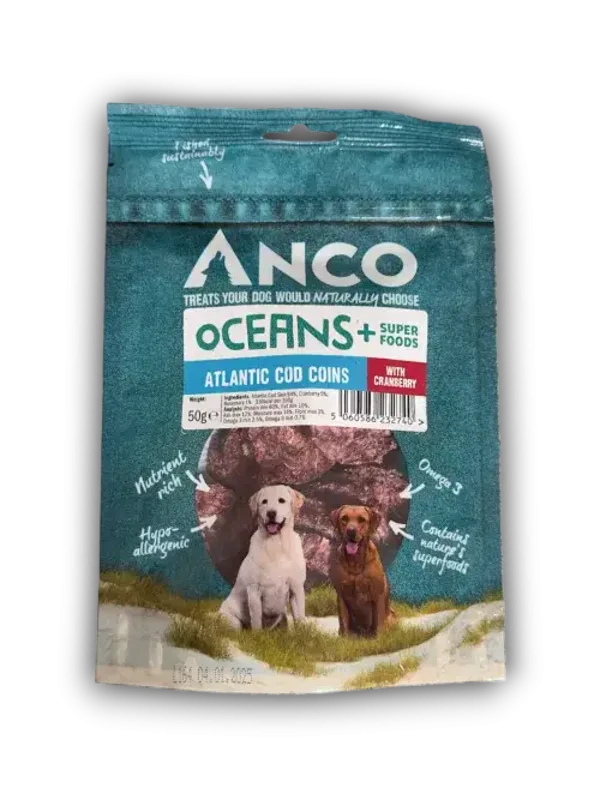 Anco Oceans+ Atlantic Cod Coins with Blueberry 50g