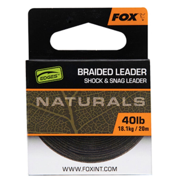 FOX EDGES NATURALS BRAIDED LEADER X 20 - 40LB/18.1KG