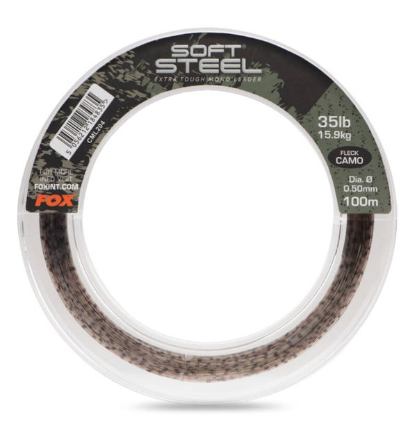 FOX SOFT STEEL FLECK CAMO LEADER 35LB (15,9KG) 0.50MM x 100M