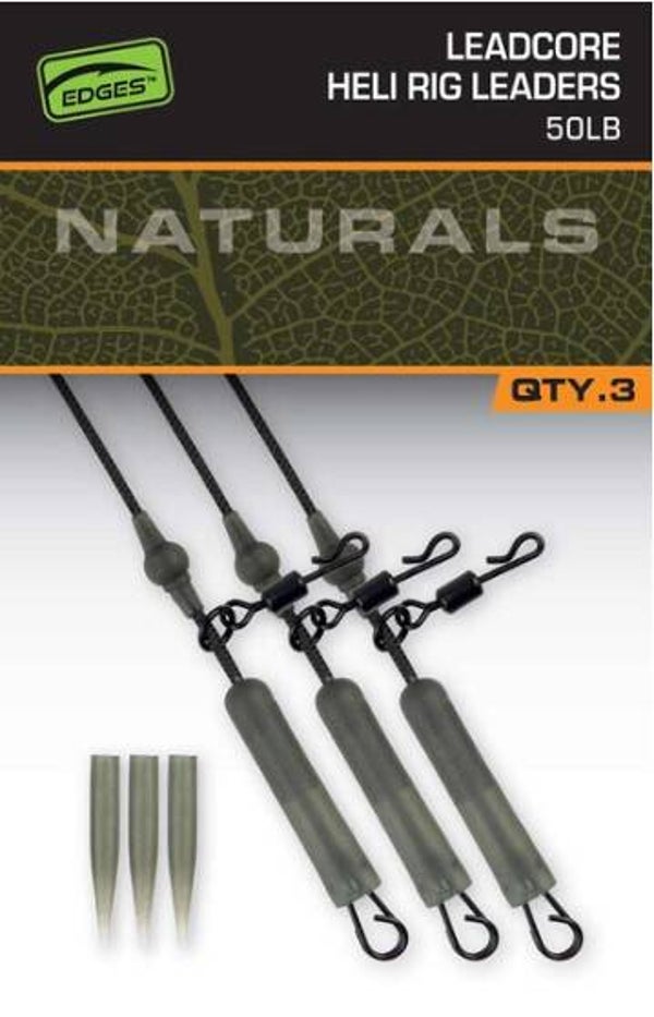 FOX EDGES NATURALS LEADCORE HELI RIG LEADERS 50LB X 3