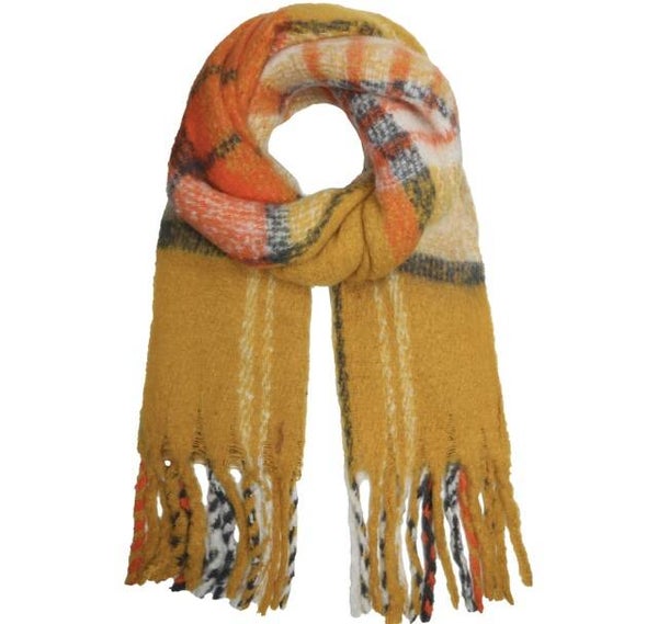 Wintersjaal oker motief