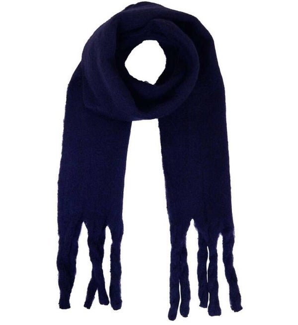 Donkerblauwe sjaal met ruches15