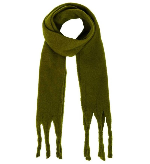 Olijfgroen sjaal met ruches