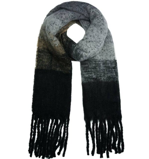 Zwart-grijze sjaal met motief
