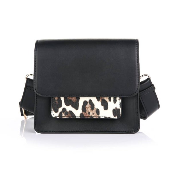 Schoudertas luipaard zwart