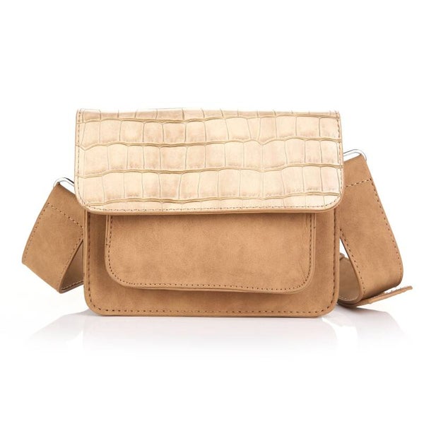 Schoudertas croco flap naturel