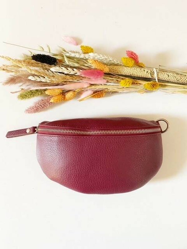 Lederen schoudertas IVY Framboos