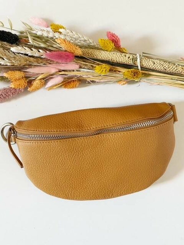 Lederen schoudertas IVY camel