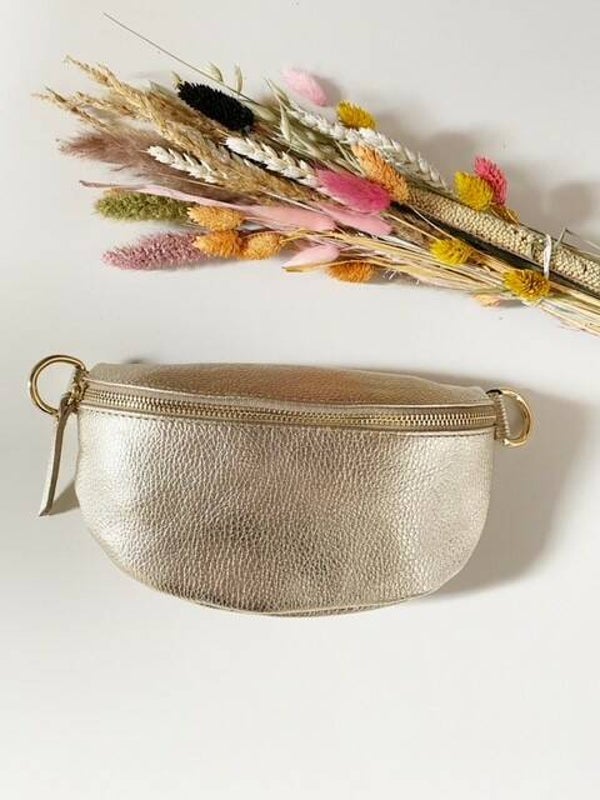 Lederen schoudertas Ivy Metallic goud