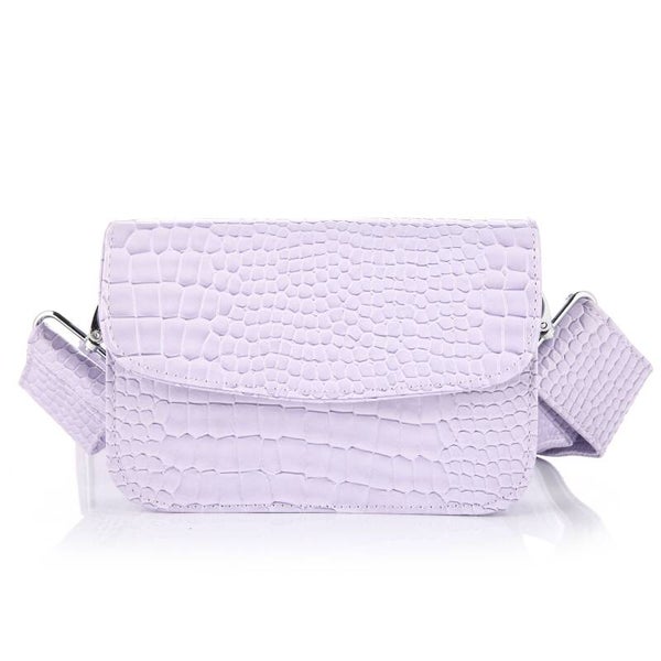 Schoudertas croco Lila