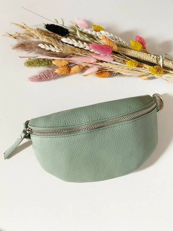 Lederen schoudertas Ivy mintgroen