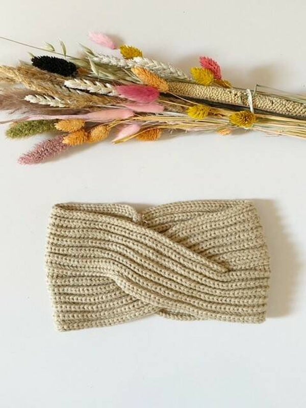 Haarband overslag beige