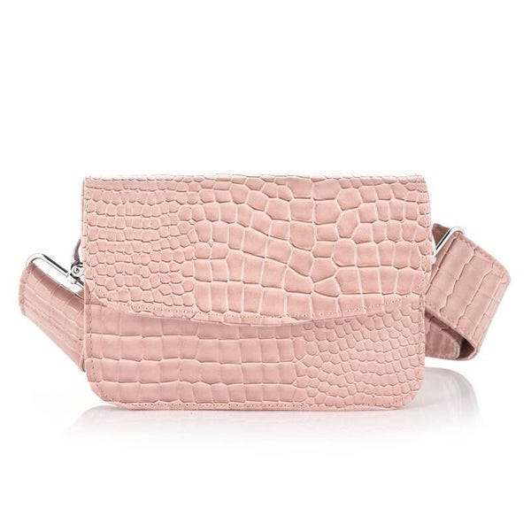 Schoudertas croco roze