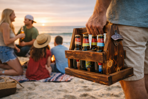 Handgemaakte Houten Beer Caddy – De ultieme metgezel voor elke proeverij