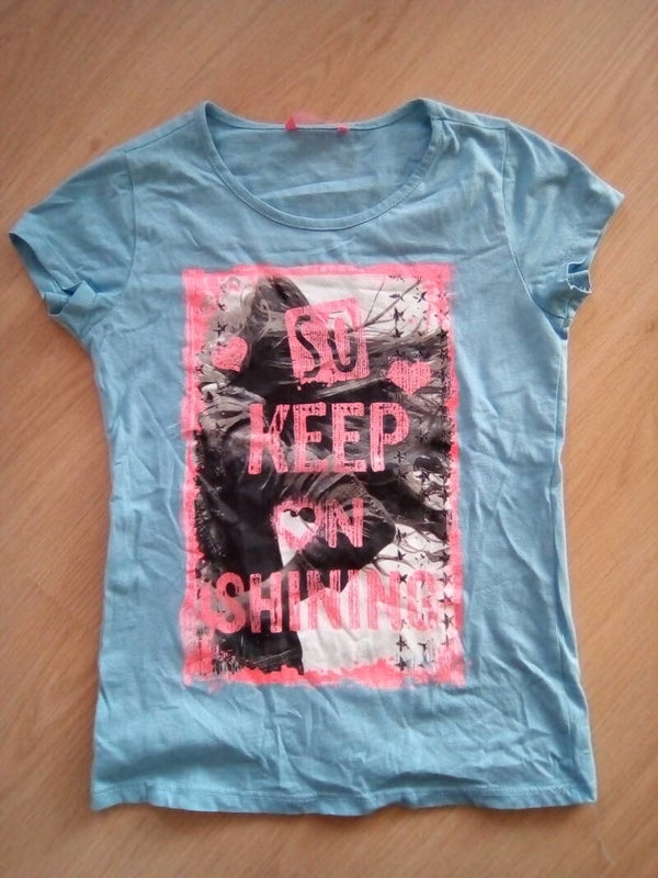 T-shirt opdruk SO KEEP ON SHINING, maat 146-152