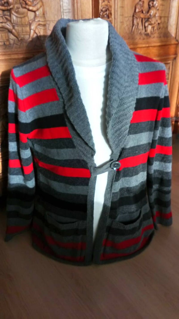 Vest DFVV zwart / grijs / rood gestreept maat 42