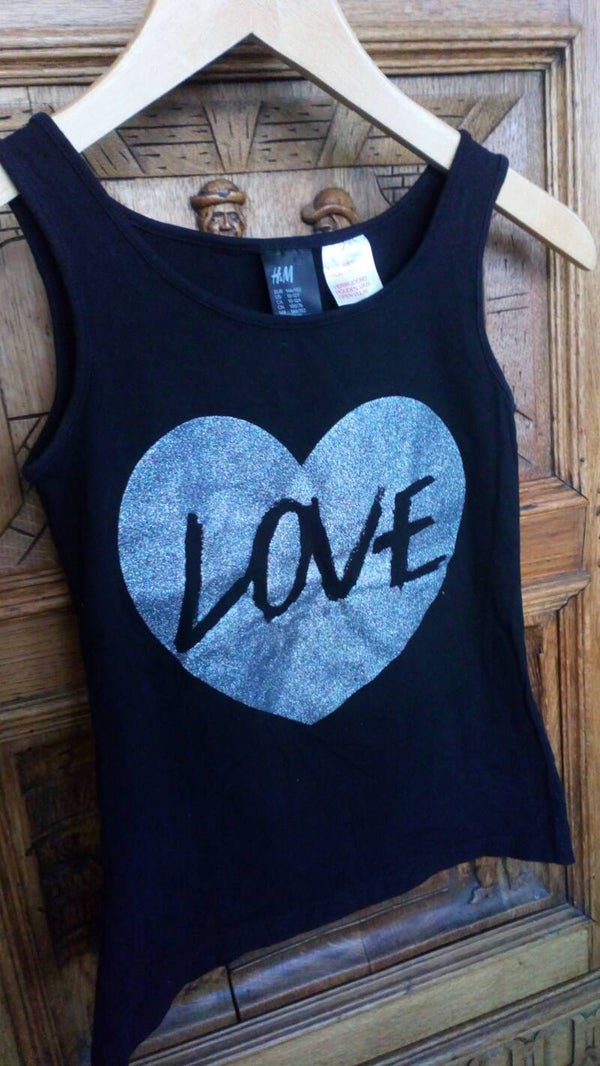 Singlet H&M zwart / zilver maat 146 / 152