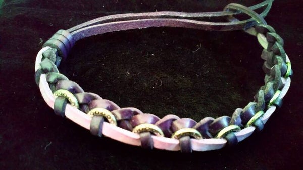 Amband paars / roze met metalen ringetjes