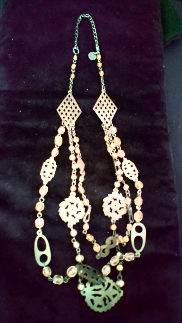 Ketting DIDI metalen plaatjes et steentjes