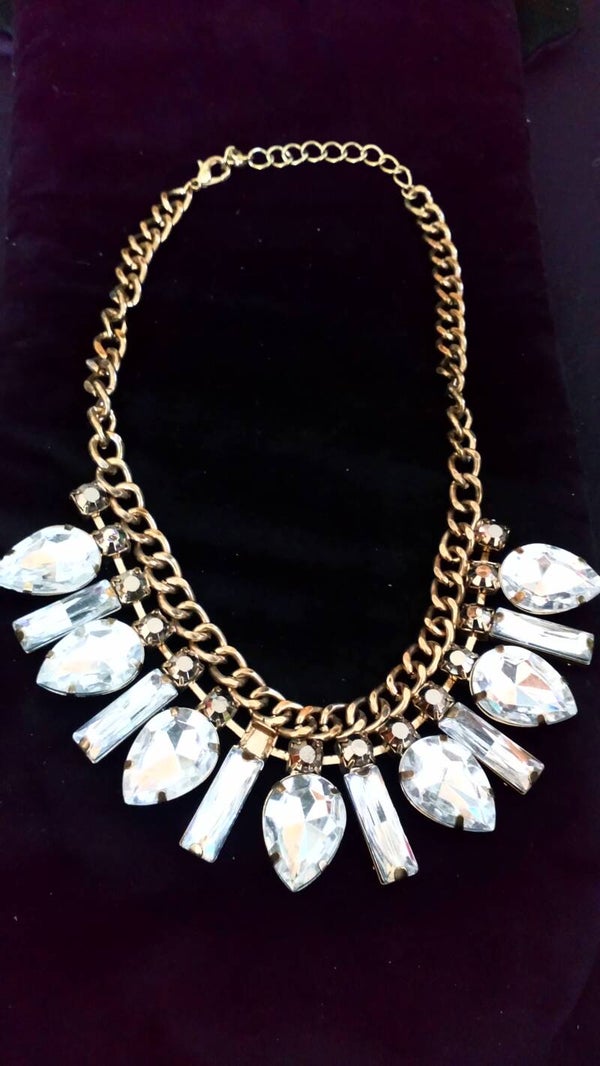 Ketting bronskleurig met grote imitatiediamanten