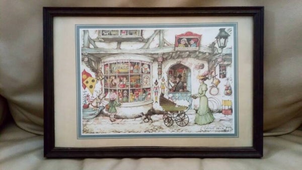 Anton Pieck - 22x32 cm - Arabische Nachten - Toy shop in houten lijst