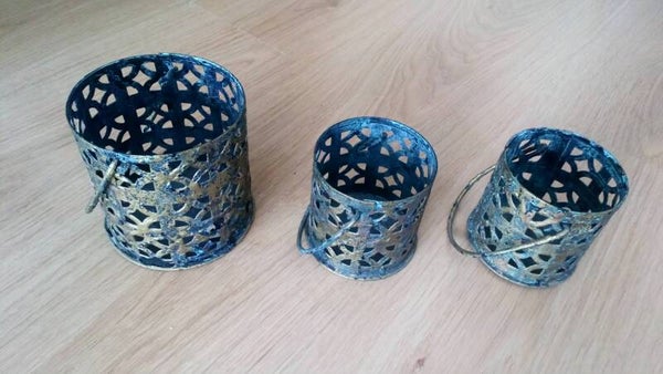 Waxinelichthouders metaal 3 stuks