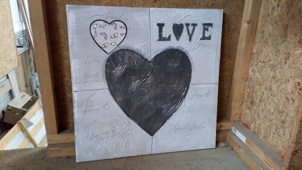 Wanddecoratie Love, wit/ zilver