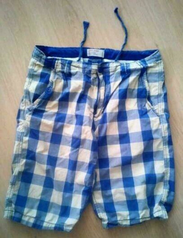 Bermuda Blend blauw-wit geblokt, maat L