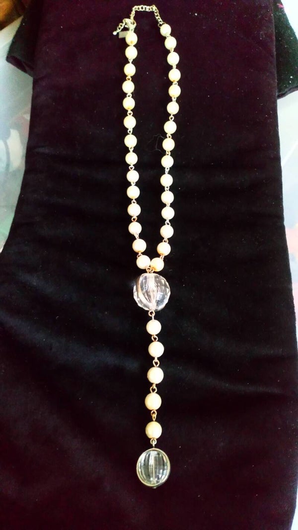 Ketting zilverkleurig Trendy met imitatieparels