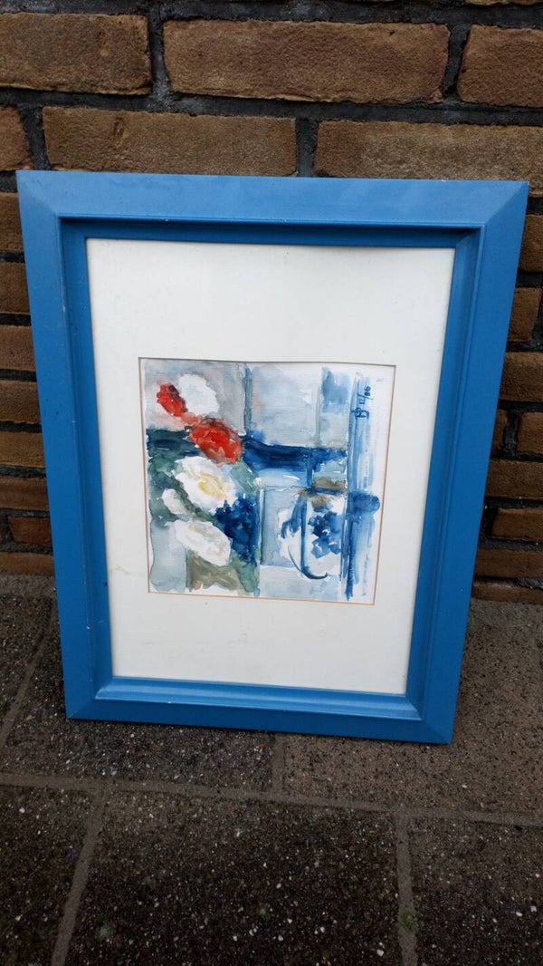 Aquarel in houten lijst