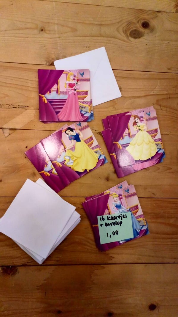 Disney Princess kaartjes met envelop (nieuw)