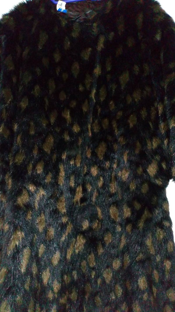 Jas imitatiebont, zwart / bruin gevlekt, maat 42