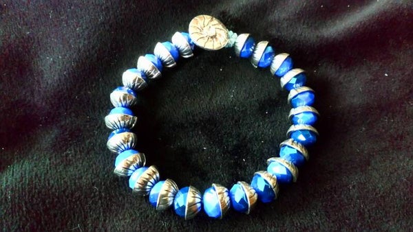 Armband blauwe steen met zilver