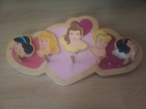 Kinderkapstok Disney Prinsessen: Jasmine, Aurora, Belle, Assepoester en Sneeuwwitje