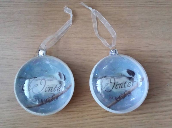 Kerstballen winter 2 stuks