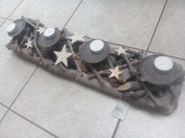 winkel 2512 / Kerst decoratie houten kandelaar met sterren